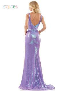 The fabric in this Colors Dress style is Sequin Fitted V-neck Dress With Back Zipper, Glamorous V-neck Dress With Back Opening, Fitted Sleeveless Dress For Gala Prom Season, Glamorous Floor-length Dress With Back Opening, Sheath Dress With Lined And Fitted Bodice, Fitted Sheath Dress With Lined Bodice, V-neck Dresses With Back Opening For Prom, Purple Dress With Sequins And Fitted Bodice, Purple Dress With Sequined Fitted Bodice