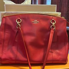 Red Coach Purse, Excellent Condition Red Crossbody Or Tote, The Crossbody Strap Is Removable, Lots Of Storage For All Your Carrying Needs. 10 Inches High 12 Inches Long. Classic Red Coach Satchel, Coach Red Satchel With Detachable Strap, Red Coach Shoulder Bag For Office, Coach Red Satchel With Removable Pouch, Elegant Red Satchel With Zipper Closure, Red Crossbody, Red Shop, Coach Purse, Coach Leather