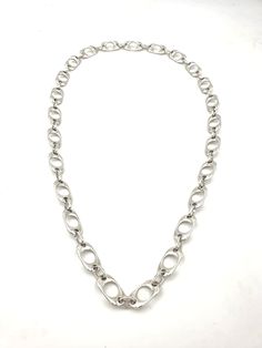 "Handmade necklace. Necklace made of very high quality silver plated Spanish Zamak. All the findings have 8 micras sterling silver coat/plated.The chain is made 2.5 x 1.5 cm wide shackles. Zamak is an alloy of zinc, aluminium, magnesium and copper. It is a hypoallergenic material, very resistant and covered by 8 micras sterling silver coat. You can clean it with a cleaning cloth. Shiny necklace for any elegant and modern look. Made in Spain. All our products are handmade. Small variations can oc Modern Metal Chain Necklace With Silver Chain, Modern Silver Chain Metal Necklace, Elegant Silver Toggle Necklace With Cable Chain, Silver Toggle Necklace With Chunky Oval Links, Silver Toggle Necklace With Chain For Everyday, Modern Silver Chunky Chain Necklace, Elegant Silver Toggle Necklace With Chunky Chain, Everyday Silver Toggle Necklace With Chain, Elegant Silver Toggle Necklace With Oval Link