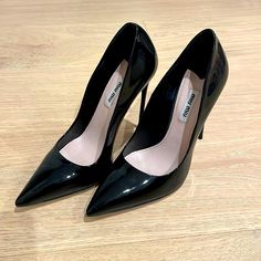 These Are Never Worn Size 38 Black Patent Miu Miu Pumps! They Are Drop Dead Gorgeous, And Sure To Impress!! Miu Miu Shoes Heels, Miu Miu Pointed Toe Heels For Party, Elegant Miu Miu Heels With Sculpted Heel, Chic Miu Miu Patent Leather Heels, Luxury Patent Leather Miu Miu Heels, Elegant Miu Miu Pointed Toe Heels, Miu Miu Luxury Patent Leather Heels, Luxury Miu Miu Patent Leather Heels, Miu Miu Designer Pointed Toe Heels