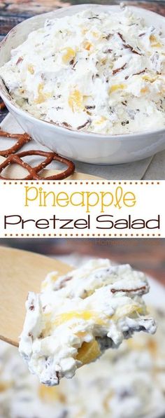 this pineapple pretzel salad is so good and it's ready to be eaten