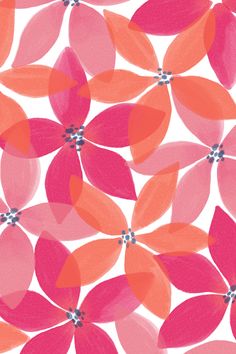 an abstract flower pattern with pink and orange petals