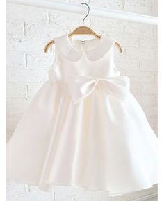 Get 10% off now! Buy cute white satin baby collar toddler flower girl dress with bow at cheap price online. Free stable shipping and pro custom service since 2009. Spring First Communion Dress With Bow, White Dresses With Satin Bow For Spring, White Satin Bow Dress For Spring, White Spring Dresses With Satin Bow, White Spring Dress With Satin Bow, Spring Princess Dress With Satin Bow For Dress-up, White Princess Dress With Bow For Spring, Summer White Princess Dress With Bow, Spring Wedding Princess Dress With Satin Bow