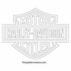 the harley davidson logo is shown in black and white, as well as an outline