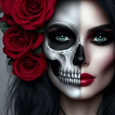 Sugar Skull Makeup Tutorial, Catrina Makeup, Creative Halloween Makeup, Sugar Skull Halloween, Creepy Halloween Makeup, Cool Halloween Makeup, Amazing Halloween Makeup