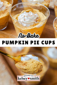 Pumpkin pie dessert cups with a light and fluffy consistency topped with whipped topping and a sprinkle of cinnamon. Cool Whip Cream Cheese Frosting, Pumpkin Pie In A Cup Recipe, Pumpkin Pie Cups, Dessert For Fall, Pie Cups, Whipped Pumpkin, Pumpkin Filling, Thanksgiving Desserts Table, Whipped Cream Cheese Frosting