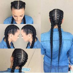 Long Cornrows, Two French Braids, Braids Black, Fashion French, French Braids, French Braid Hairstyles