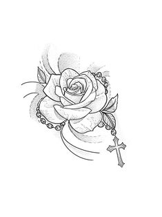 a rose with an arrow tattoo on it