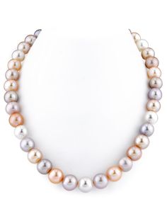 This 11-12mm multicolor freshwater pearl necklace is deemed to be a favorite for any occasion. This pearl necklace is compiled of AAA quality hand picked pearls with high grade luster. The necklace is an exquisite combination of beautiful peach, pink, purple, and white freshwater cultured pearls. The strand is affixed with a beautiful 18KT gold clasp. Multicolor Pearl Necklace, Pink Pearls, Color Necklace, Color Jewelry, Pearl Necklaces, Pearl Types, Timeless Accessories, Freshwater Pearl Necklaces, Stunning Necklace