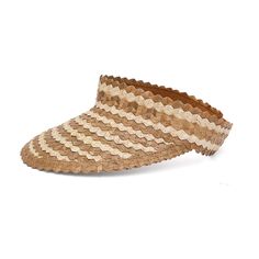 Straw Visor Wide Brim Sun Hat Two Tone Natural Side View Brown Summer Visor Sun Hat, Brown Summer Visor Straw Hat, Beige Woven Visor Hat, Brown Sun Hat For Summer, One Size, Natural Color Visor Sun Hat, One Size, Straw Visor, Summer Beach Vacation, Sun Visor Hat, Visor Hat