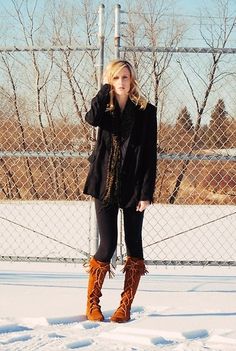 Minnetonka Knee-Hi Boot Moccasins -review off of: <3 Similar ones for $59 at @SPARKTREND, click the image to see! #womens #fashion #boots #shoes Black Western Knee-high Boots For Fall, Western Style Knee-high Boots For Spring, Western Knee-high Boots For Outdoor, Western Black Knee-high Boots For Spring, Spring Western Style Knee-high Boots, Boots Outfits, Moccasin Boots, Fringe Boots