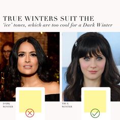 Dark Winter / Deep Winter VS True Winter palette 🖤 . #coloranalysis #colouranalysis #winterpalette #truewinter #darkwinter #deepwinter #coloranalyst #zooeydeschanel #salmahayek Image Consulting