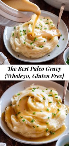 the best paleo gravy wholeso, gluten free is served on plates