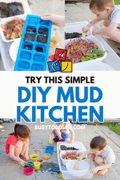 kids are playing with mud in the kitchen and making their own sandbox garden project