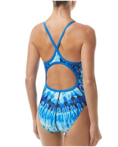 TYR Women's Bohemian Diamondfit Swimsuit | TYR Blue Racerback Swimwear For Training, Blue Racerback Training Swimwear, Blue Breathable Swimwear, Water Exercises, Ultra Violet