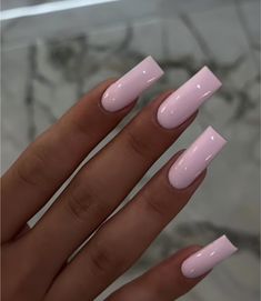 Neutral Square Nails, Square Nails Simple, Unique Acrylic Nails, Nails Simple, Nails Pink, Pink Nail, Pink Acrylic Nails, Girls Nails