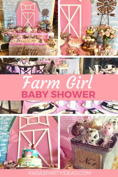 farm girl baby shower with pink and blue decor