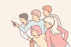 Group of People Point Finger to Side and Look at Pointing Finger Drawing, Group Of People Drawing, How To Draw Fingers, People Group, Pointing Fingers, Sketches Of People, Doodles Drawings, Design Illustrations