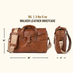 Mens Walker Leather Briefcase bag hover Luxury Leather Travel Bag With Waxed Finish, Classic Rectangular Waxed Canvas Travel Bag, Classic Brown Waxed Canvas Laptop Bag, Vintage Brown Leather Briefcase, Rectangular, Leather Weekender Bag In Cognac For Everyday, Classic Travel Shoulder Bag With Waxed Finish, Classic Waxed Finish Shoulder Bag For Travel, Classic Waxed Satchel Backpack, Leather Satchel Weekender Bag