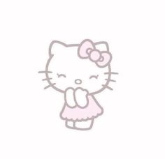 a drawing of a hello kitty with a bow on it's head and hands in her other hand