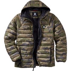 Men's AKHG Eco Puffin Hooded Jacket | Duluth Trading Company Hooded Outerwear With Fleece Lining For Camping, Winter Camping Windbreaker With Adjustable Hood, Long Sleeve Hooded Jacket For Winter Camping, Fall Camping Hooded Jacket With Adjustable Hood, Winter Camping Outerwear With Adjustable Hood, Winter Outerwear With Adjustable Hood For Camping, Camouflage Outerwear With Double-lined Hood For Outdoor, Windproof Hooded Jacket For Winter Camping, Winter Windproof Hooded Jacket For Camping