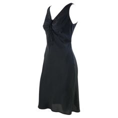 F/W 2002 Gucci by Tom Ford Front Tie Black Silk Dress Black Silk Evening Slip Dress, Black Silk Slip Dress For Evening, Black Slip Dress With Bias Cut For Cocktail, Black Bias Cut Slip Dress For Cocktail, Black Silk Dress With Bias Cut For Night Out, Black Silk V-neck Dress, Fitted Black Silk V-neck Dress, Black Silk Bias Cut Cocktail Dress, Fitted Black Silk Sleeveless Dress