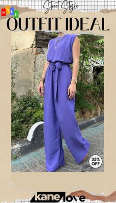 Elegant Solid Frenulum O Neck Loose Jumpsuits Loose Jumpsuit, Jumpsuits And Romper, Color Pick, Jumpsuit Fashion, Elevate Your Style, Your Style, Jumpsuit Romper, Blue And Purple, Wide Leg