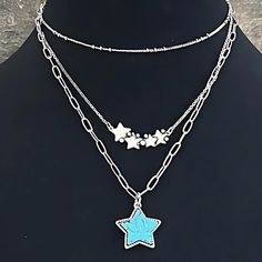 Western Boho Style Turquoise Star Stone Multi-Layer Lonestar Celestial Necklace Brand New Approx: 15"L-19" With Extending Hooks Lobster Claw Closure 3 Layer Necklace Sterling Silver Plated Hypoallergenic 3 Layer Necklace, Celestial Necklace, Layer Necklace, Necklace Brands, Western Boho, Moon Necklace, Lone Star, Necklace Sterling Silver, Pretty Jewellery