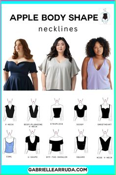 Dress For Apple Body Type, Apple Body Type Outfits, How To Dress For Your Body Type, Apple Body Fashion, Dressing Hacks, Apple Body Shape Clothes, Apple Body Shape Fashion, Apple Body Shape