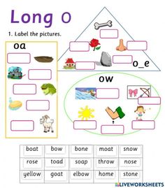 Long vowel O Long Vowel O Activities, Long Vowel O Worksheets, Phonic Worksheet, Live Worksheet, Long Vowels Activities, Vowel Pairs, Long Vowel Worksheets, Phonics Cvc