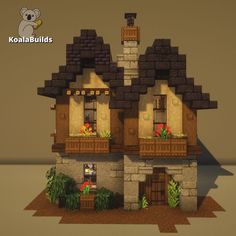 a small house made out of bricks and wood