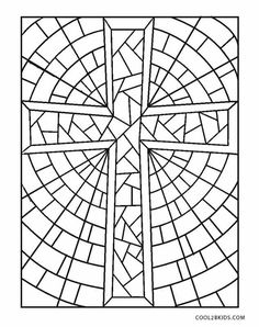 a coloring page with a cross on it