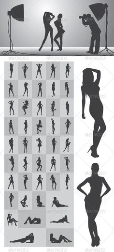 the silhouettes of people in different poses