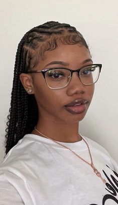 Smaller Braids For Black Women, Braid Styles For Mixed Women, Hair Inspo Black Women Protective, Simple Fast Braid Hairstyles Black, Braiding Ideas For Black Women, Female Black Hairstyles, Braids With Glasses, Hair Styles For Black Girls Natural, School Hairstyles Natural Hair