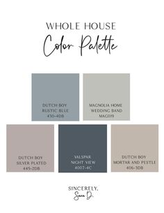 the whole house color palette is shown with different colors and font, including black, gray,