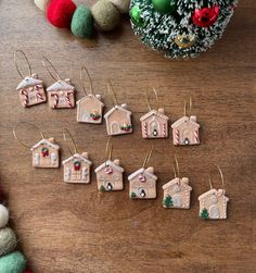 christmas ornaments are laid out on a table