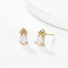 Material: 14k Gold Plated Hypoallergenic Lead & Nickle Free Tarnish Free Height: 0.5” Width: 0.5” Opal Stud Earrings, Teardrop Dangle Earrings, Clover Earrings, Heart Drop Earrings, Crystal Stud Earrings, Dangly Earrings, Stone Gold, Beaded Dangle Earrings, Crystal Drop Earrings