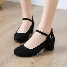 Heels:Approx 4 cm Platform:Approx - cm Upper Material:Pu Leather Outsole:Rubber Color:beige,black Size:34,35,36,37,38,39,40,41,42,43,44,45 If your foot is a little wide and fat, we suggest you choose 1 size larger, pls measure your foot length and choose a correct size. Thank you! Size Chart: Euro/CN 34 = foot length 21.5-22cm (Foot width=8-8.5cm) Euro/CN 35 = foot length 22-22.5cm (Foot width=8.5cm) Euro/CN 36 = foot length 22.5-23cm (Foot width=8.5-9cm Euro/CN 37 = foot length 23-23.5cm (Foot Mary Jane Shoes Low Heels, Semi Formal Shoes Women, Black Heels Low Heel, Casual Black Low Heel Heels, Short Heels Outfit, Paris Shoes, Black Small Heels, Black Low Heels, Heels Short