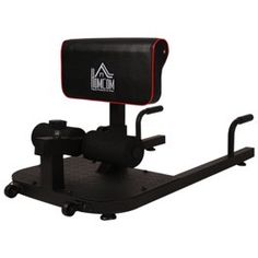 the home gym machine is sitting on top of a black stand with red trimmings