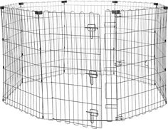 a black and white drawing of a dog pen