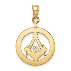 14k Yellow Gold Solid Polished Diamond Cut Finish Masonic Symbol in Wreath Design Charm Pendant Masonic Symbol, Masonic Symbols, Yellow Tone, 25 21, Jewelry Charms Pendants, Symbol Design, Jewelry Charms, Yellow Tones, Wreath Designs