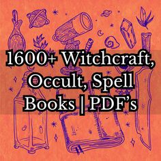 an orange book cover with the words 1800 + witchcraft, occut, spell books