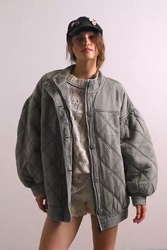 Juno Jacket Casual Oversized Patchwork Outerwear, Oversized Cotton Puffer Jacket With Long Sleeves, Oversized Quilted Cotton Jacket, Trendy Oversized Patchwork Outerwear, Oversized Quilted Cotton Outerwear, Long Sleeve Cotton Puffer Jacket With Ribbed Cuffs, Cotton Puffer Jacket With Ribbed Cuffs, Oversized Quilted Long Sleeve Jacket, Fall Outerwear With Elastic Cuffs And Relaxed Fit