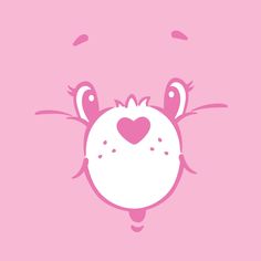 a pink background with an animal's face and heart in the center on it