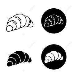 four different types of croissants in black and white on a white background