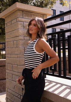 This striped crop tank is perfect for a business casual look. Its classic striped pattern adds a stylish touch while its cropped design allows for easy movement. A must-have addition to any wardrobe. Fabric 85% acrylic, 15% polyester Striped Crop Top For Day Out, Chic Striped Summer Crop Top, Chic Striped Crop Top For Summer, Chic Striped Crop Top For Day Out, Striped Cropped Top For Day Out, Chic Striped Cropped Top, Chic Striped Cropped Crop Top, Striped Sleeveless Crop Top For Day Out, Striped Cropped Tank Top