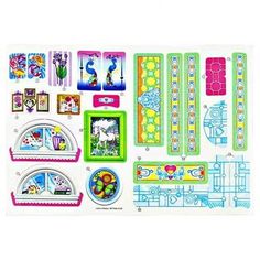 an assortment of stickers and magnets for children to play with on the wall