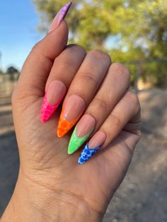 Neon Croc Nails Press on Nails Crocodile Nails Colorful Etsy Neon Croc Nails, Neon Nail Ideas Summer Almond, Medium Stilleto Nails, Colorful Trendy Nails, Summer Nails Stiletto, Crocodile Print Nails, Nails Crocodile, Crocodile Nails, Croc Nails