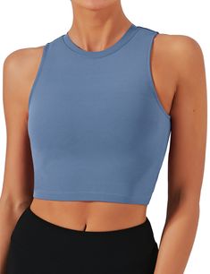 PRICES MAY VARY. Padded sports bra with removable pads for convenient adjustment. Made with high-quality nylon material with an added spandex elastic fiber which is thick but soft, sweat-wicking and not to shrink. This sleeveless crop top is pullover designed with no clasps or hooks, well constructed and seamed to be durable.High neck for added coverage. Yoga bra combine fashion, function and performance. Suitable for yoga, Pilates, fitness and any other types of exercises and workouts, or as th Top Azul, Exercise Running, Best Sports Bras, Yoga Tank Top, Workout Tops For Women, Yoga Tank, Workout Crop Top, Yoga Tank Tops, Crop Top And Shorts