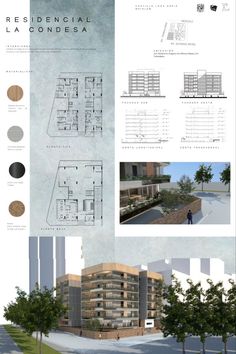 an architectural plan for a building with multiple floors and balconies on each floor